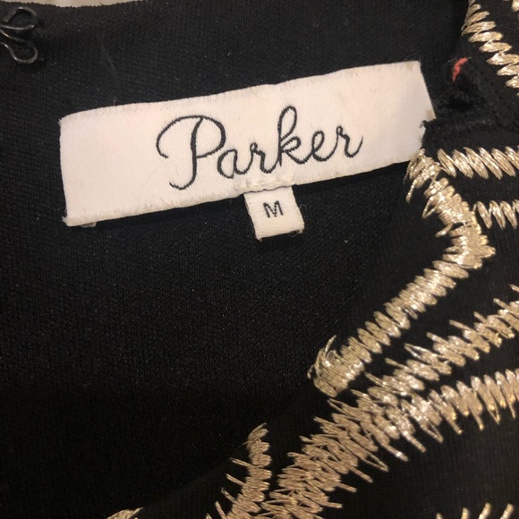 Parker Black and Gold Embroidered Mini Dress! - Picture 4 of 5